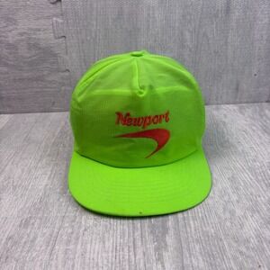 Vintage Newport Hat Cap Snap Back Adult Neon Green Yellow Cigarettes Smoking